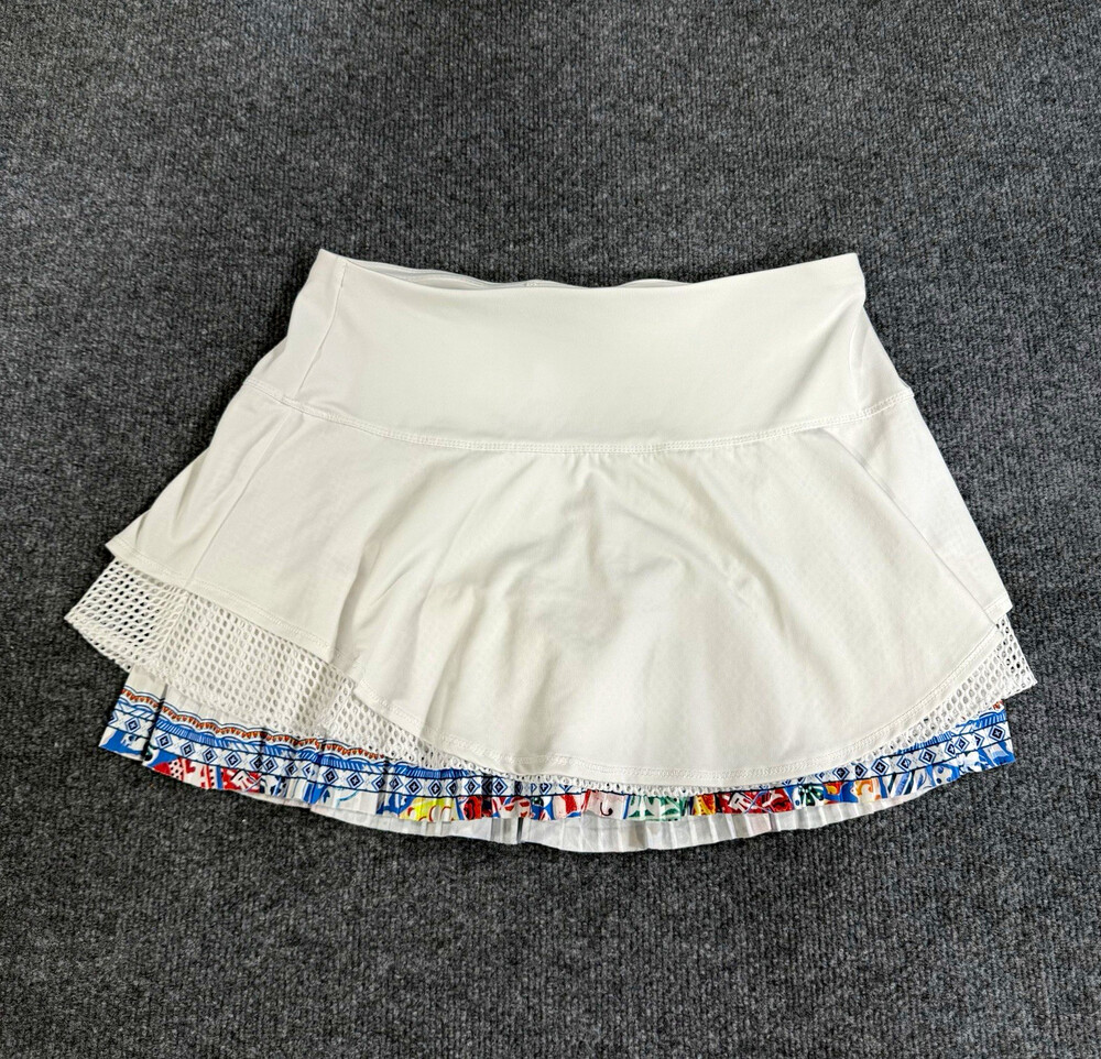 Lucky In Love Womens M 8-10 White Tennis Skirt Skort Mesh Pleated Athletic